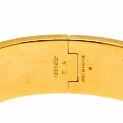 Hermes Clic Clac H Orange Enamel Gold Plated Wide Bracelet GM For Women -Deals Hermes Store luxury women hermes used accessories p195017 004