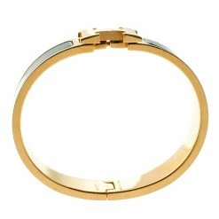 Hermes Clic Clac H Verona Green Enamel Gold Plated Narrow Bracelet PM For Women -Deals Hermes Store luxury women hermes used accessories p195789 003