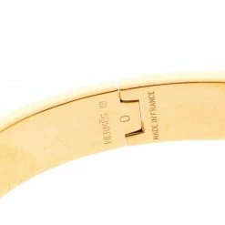 Hermes Clic Clac H Verona Green Enamel Gold Plated Narrow Bracelet PM For Women -Deals Hermes Store luxury women hermes used accessories p195789 005