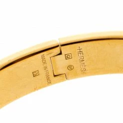 Hermes Clic H Aqua Blue Enamel Gold Plated Bracelet PM For Women -Deals Hermes Store luxury women hermes used accessories p197106 001