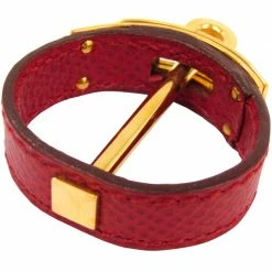 Hermes Kelly Red Leather Gold Plated Scarf Ring For Women 11 Hermes Kelly Red Leather Gold Plated Scarf Ring For Women -Deals Hermes Store luxury women hermes used accessories p198162 002