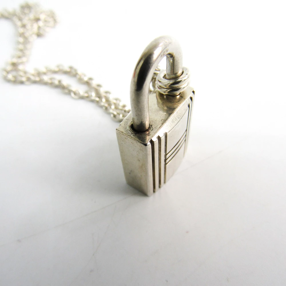 Hermes Cadenas Kelly Lock Sterling Silver Pendant Necklace For Women 7 Hermes Cadenas Kelly Lock Sterling Silver Pendant Necklace For Women - Image 5
