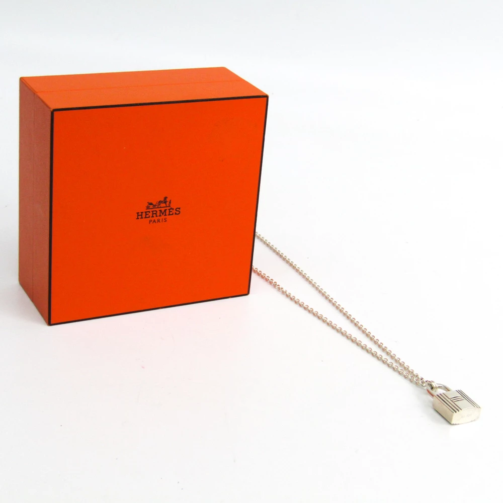 Hermes Cadenas Kelly Lock Sterling Silver Pendant Necklace For Women 10 Hermes Cadenas Kelly Lock Sterling Silver Pendant Necklace For Women - Image 8