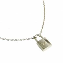Hermes Cadenas Kelly Lock Sterling Silver Pendant Necklace For Women