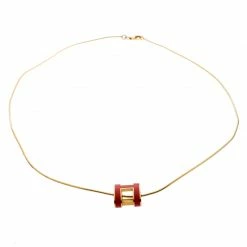 Hermes Pop H Coral Pink Lacquer Gold Plated Pendant Necklace For Women 10 Hermes Pop H Coral Pink Lacquer Gold Plated Pendant Necklace For Women -Deals Hermes Store luxury women hermes used accessories p198814 004