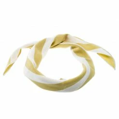 Hermes Yellow And White Stripe Printed Silk Diamond Scarf For Women