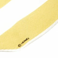 Hermes Yellow And White Stripe Printed Silk Diamond Scarf For Women -Deals Hermes Store luxury women hermes used accessories p199730 004