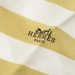 Hermes Yellow And White Stripe Printed Silk Diamond Scarf For Women -Deals Hermes Store luxury women hermes used accessories p199730 005
