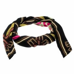 Hermes Vintage Les Sangles Printed Cashmere And Silk Shawl For Women