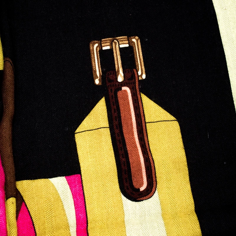 Hermes Vintage Les Sangles Printed Cashmere And Silk Shawl For Women 5 Hermes Vintage Les Sangles Printed Cashmere And Silk Shawl For Women - Image 3