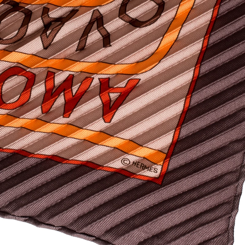 Hermes Brown Les Sources De La Vie Printed Plisse Silk Diamond Scarf For Women 5 Hermes Brown Les Sources De La Vie Printed Plisse Silk Diamond Scarf For Women - Image 3
