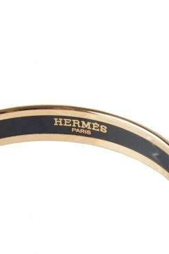 Hermes Multicolor Belt Printed Enamel Gold Plated Bangle Bracelet For Women -Deals Hermes Store luxury women hermes used accessories p201712 001