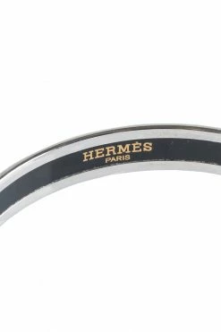 Hermes Balcons Du Guadalquivir Printed Enamel Palladium Plated Bangle Bracelet For Women -Deals Hermes Store luxury women hermes used accessories p201798 004