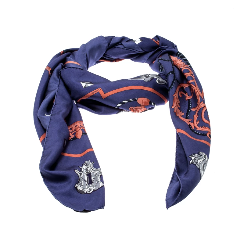 Hermes Blue Les Clefs Printed Silk Square Scarf For Women 4 Hermes Blue Les Clefs Printed Silk Square Scarf For Women - Image 2