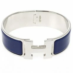Hermes Clic Clac H Prune Enamel Wide Bracelet GM 18.5 CM For Women
