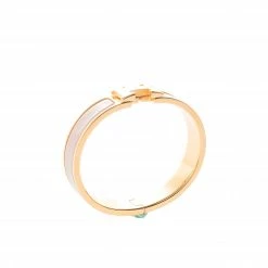 Hermes Clic Clac H Blush Pink Enamel Gold Plated Narrow Bracelet PM For Women -Deals Hermes Store luxury women hermes used accessories p209001 003