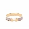 Hermes Clic Clac H Blush Pink Enamel Gold Plated Narrow Bracelet PM For Women