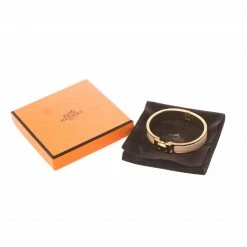 Hermes Clic Clac H Blush Pink Enamel Gold Plated Narrow Bracelet PM For Women -Deals Hermes Store luxury women hermes used accessories p209001 008