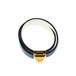 Hermes Medor Infini Blue Leather Gold Tone Double Tour Bracelet For Women -Deals Hermes Store luxury women hermes used accessories p210159 005