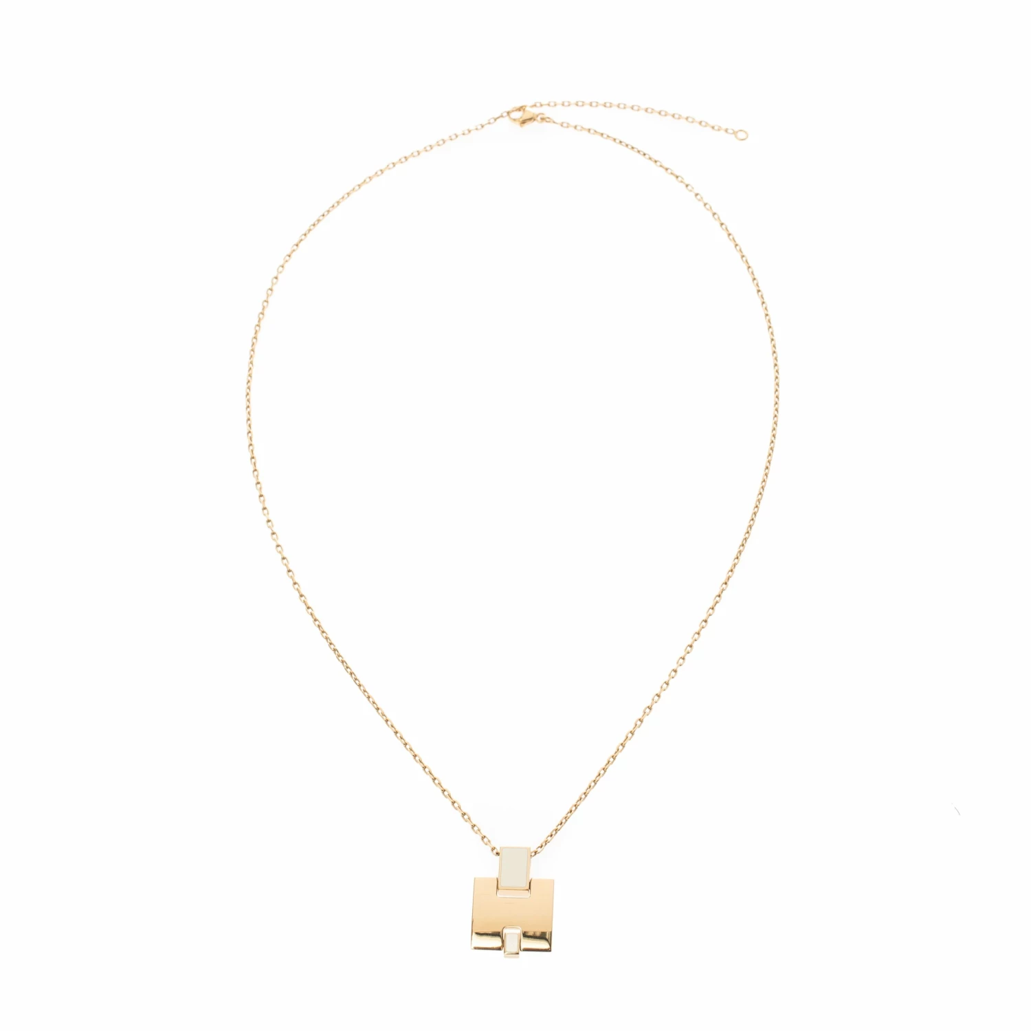 Hermes Eileen White Lacquered Gold Plated Pendant For Women 4 Hermes Eileen White Lacquered Gold Plated Pendant For Women - Image 2