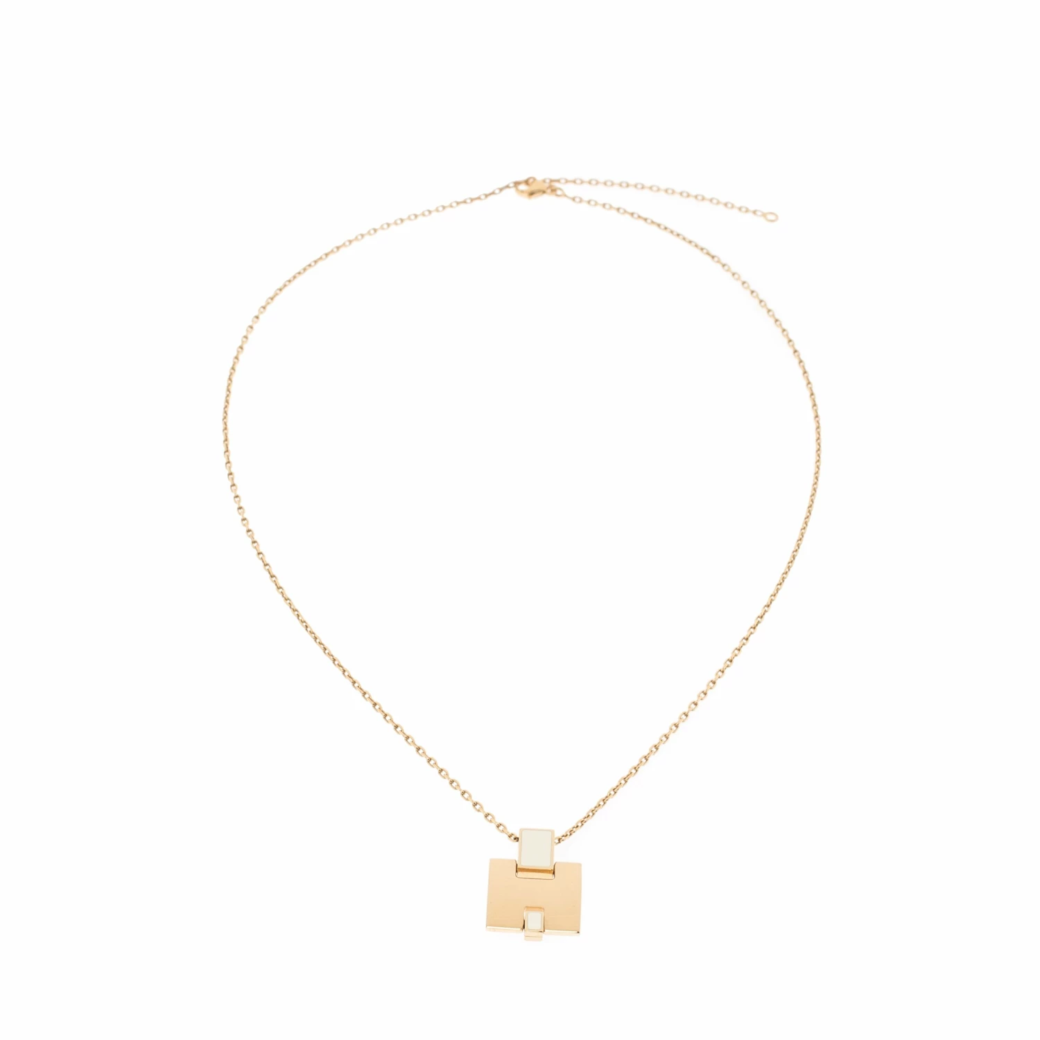 Hermes Eileen White Lacquered Gold Plated Pendant For Women 5 Hermes Eileen White Lacquered Gold Plated Pendant For Women - Image 3