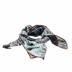 Hermes Hermès Blue Cashmere And Silk Awooooo Scarf 100 Square Scarf For Women