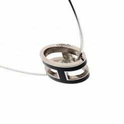Hermes Pop H Black Lacquer Palladium Plated Pendant For Women -Deals Hermes Store luxury women hermes used accessories p218696 002