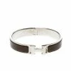 Hermes Clic Clac H Brown Enamel Palladium Plated Narrow Bracelet GM For Women -Deals Hermes Store luxury women hermes used accessories p220515 007
