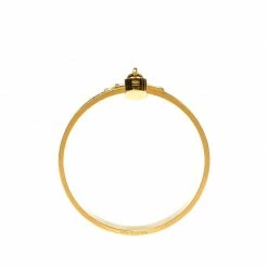 Hermes Kelly Lock Cadena Green Lizard Skin Gold Plated Bangle Bracelet For Women -Deals Hermes Store luxury women hermes used accessories p220798 001