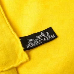 Hermes Yellow Cashmere Silk Façonnée Grand H Jacquard Scarf For Women 12 Hermes Yellow Cashmere Silk Façonnée Grand H Jacquard Scarf For Women -Deals Hermes Store luxury women hermes used accessories p222181 004