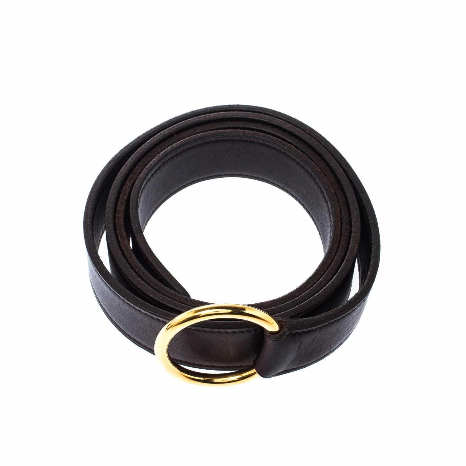 Hermes Dark Brown Leather O Ring Buckle Belt 115cm For Women 5 Hermes Dark Brown Leather O Ring Buckle Belt 115cm For Women - Image 3
