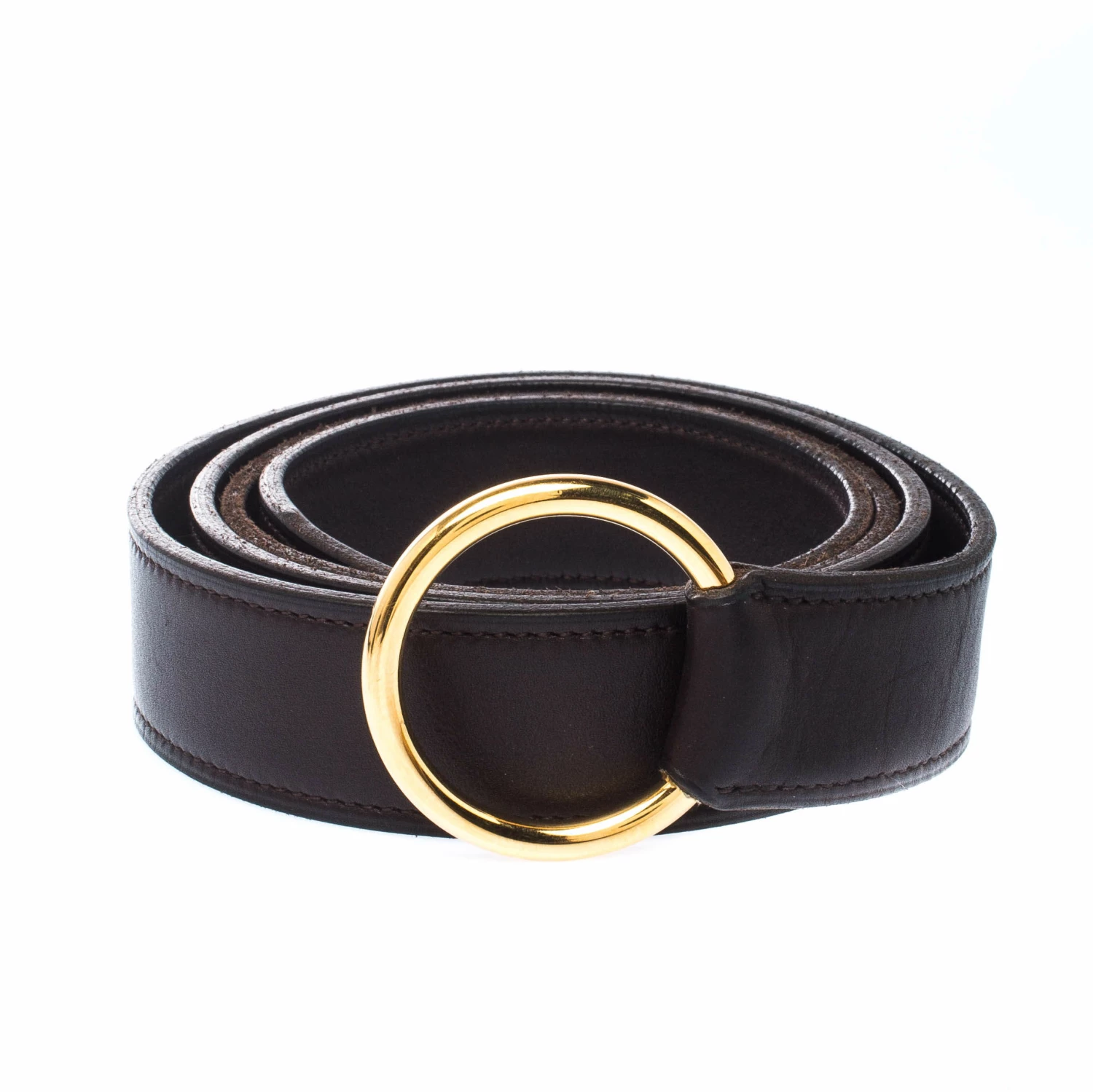 Hermes Dark Brown Leather O Ring Buckle Belt 115cm For Women 4 Hermes Dark Brown Leather O Ring Buckle Belt 115cm For Women - Image 2