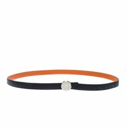 Hermes Black/Orange Leather Reversible Belt For Women