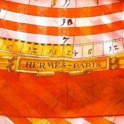 Hermes Orange Zodiac Print Cotton Scarf For Women -Deals Hermes Store luxury women hermes used accessories p227004 004