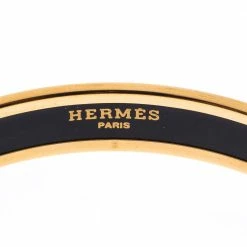 Hermes Caleche Orange Enamel Gold Plated Narrow Bangle Bracelet M For Women -Deals Hermes Store luxury women hermes used accessories p227083 005