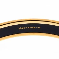 Hermes Caleche Orange Enamel Gold Plated Narrow Bangle Bracelet M For Women -Deals Hermes Store luxury women hermes used accessories p227083 006