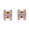 Hermes Pop H Lavender Lacquered Gold Plated Stud Earrings For Women