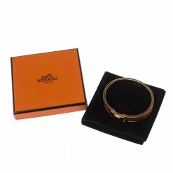 Hermes Clic H Orange Mandarine Enamel Gold Plated Narrow Bracelet PM For Women -Deals Hermes Store luxury women hermes used accessories p228077 008