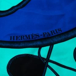 Hermes Blue Abstract Horse Print Silk Coup De Fouet Scarf For Women -Deals Hermes Store luxury women hermes used accessories p228215 004