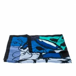Hermes Blue Abstract Horse Print Silk Coup De Fouet Scarf For Women -Deals Hermes Store luxury women hermes used accessories p228215 006