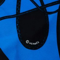 Hermes Blue Abstract Horse Print Silk Coup De Fouet Scarf For Women -Deals Hermes Store luxury women hermes used accessories p228215 007