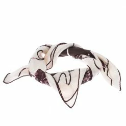 Hermes Cream, Pink & Brown Printed Silk Kelly En Caleche Scarf For Women