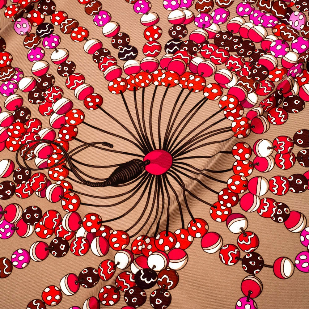 Hermes Multicolor Dancing Pearls Printed Silk Scarf For Women 5 Hermes Multicolor Dancing Pearls Printed Silk Scarf For Women - Image 3