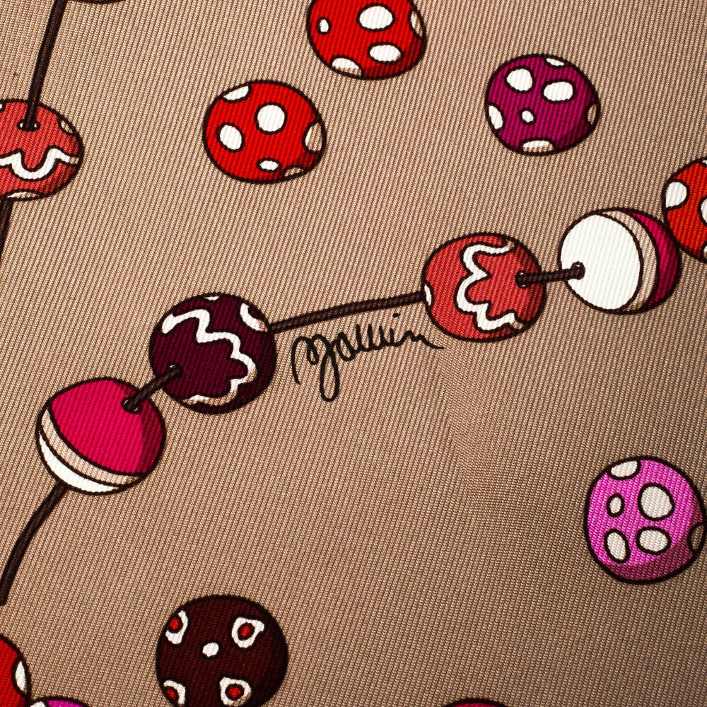 Hermes Multicolor Dancing Pearls Printed Silk Scarf For Women 6 Hermes Multicolor Dancing Pearls Printed Silk Scarf For Women - Image 4