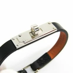 Hermes Kelly Black Swift Leather Palladium Bracelet For Women -Deals Hermes Store luxury women hermes used accessories p228560 006