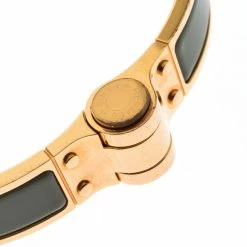 Hermes Charniere Uni Green Enamel Rose Gold Plated Bracelet GM For Women -Deals Hermes Store luxury women hermes used accessories p229017 006
