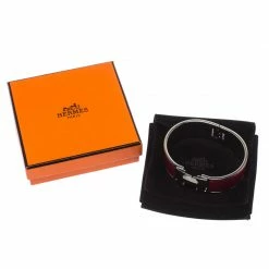 Hermes Clic Clac H Red Enamel Palladium Plated Wide Bracelet GM For Women -Deals Hermes Store luxury women hermes used accessories p233671 007