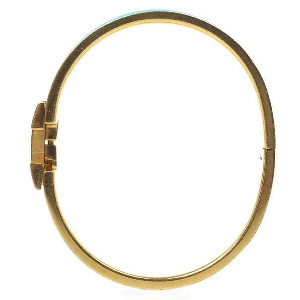 Hermes Clic-Clac H Bleu Enameld Gold Plated Bracelet For Women 5 Hermes Clic-Clac H Bleu Enameld Gold Plated Bracelet For Women - Image 3
