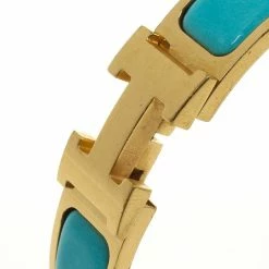 Hermes Clic-Clac H Bleu Enameld Gold Plated Bracelet For Women 13 Hermes Clic-Clac H Bleu Enameld Gold Plated Bracelet For Women -Deals Hermes Store luxury women hermes used accessories p23368 006