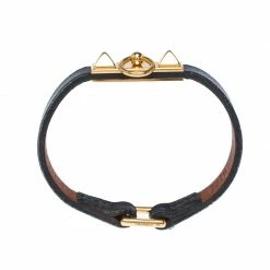 Hermes Micro Rivale Black Leather Gold Plated Bracelet XS For Women -Deals Hermes Store luxury women hermes used accessories p233709 1570439337 007